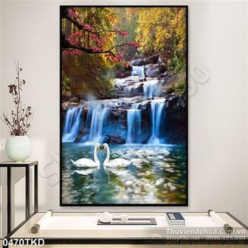 Tranh đôi thiên nga trong rừng