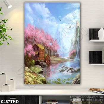 Tranh vườn đào trong rừng