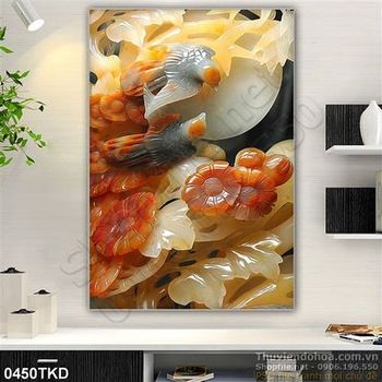 Tranh giả ngọc chim yến và hoa mai phong thủy