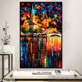 Tranh sơn dầu nhà thờ trên sông