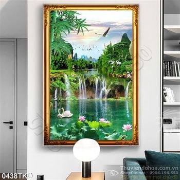 Tranh thác nước và chim thiên nga