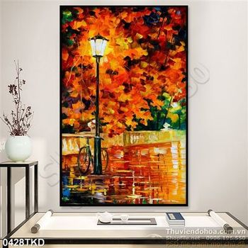 Tranh sơn dầu cây cột đèn