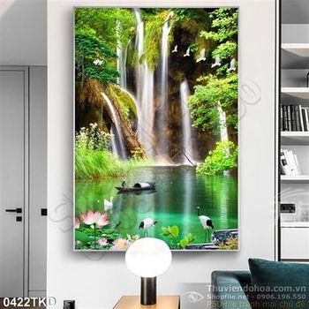 Tranh thác nước bên dòng sông