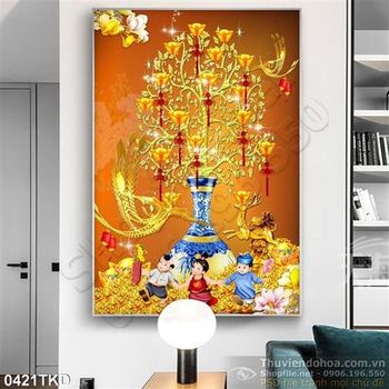 Tranh bình hoa kim tiền đẹp nhất