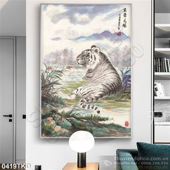 Tranh sơn dầu bạch hổ