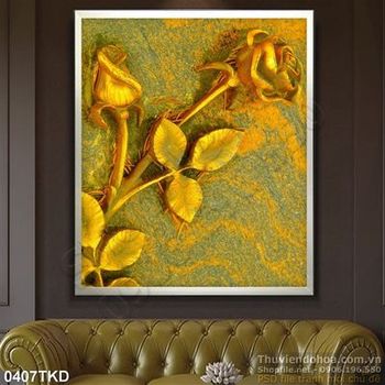 Tranh hoa hồng vàng nghệ thuật