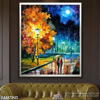 Tranh sơn dầu con đường mùa đông