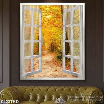 Tranh cửa sổ bên rừng phong