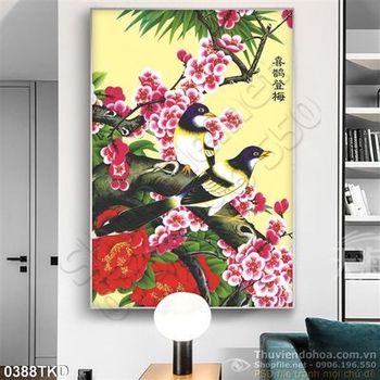 Tranh chim én và hoa Đào treo tường