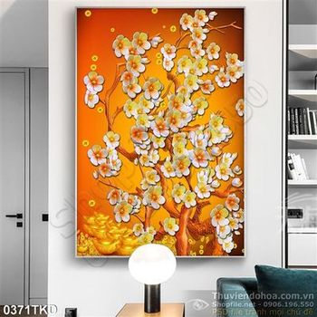 Tranh hoa Mai giả ngọc trang trí Tết