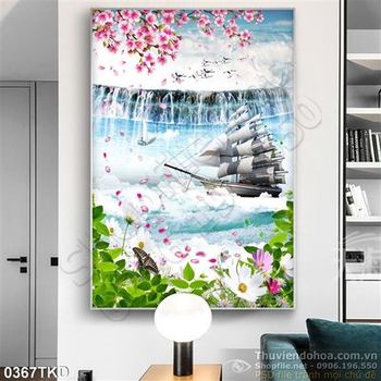 Tranh thuận buồm xuôi gió và thác nước