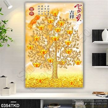 Tranh cây riền vàng phong thủy trang trí Tết