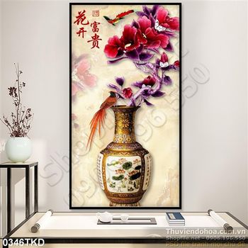 Tranh bình hoa cổ  trang trí phòng khách