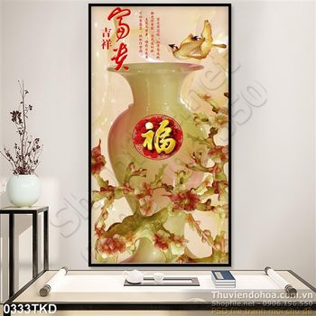 Tranh bình hoa Mai giả ngọc trang trí phòng khách