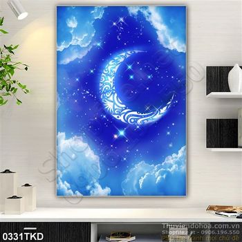 Tranh trần nhà bầu trời trăng và sao