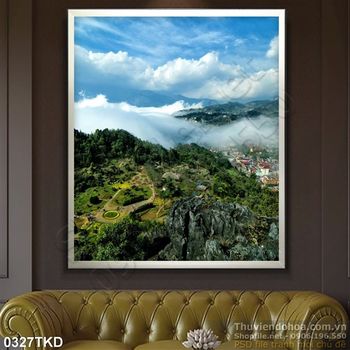 Tranh phong cảnh núi nhìn từ trên cao
