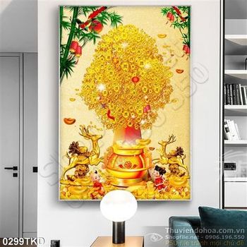 Tranh cây tre và cây tiền vàng