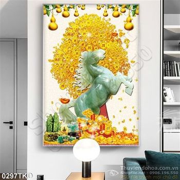 Tranh ngựa giả ngọc và cây tiền vàng