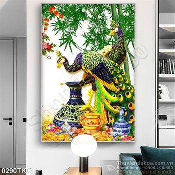 Tranh chim công và cây tre