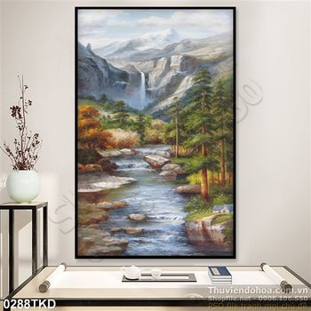 Tranh sơn dầu phong cảnh trong rừng đẹp