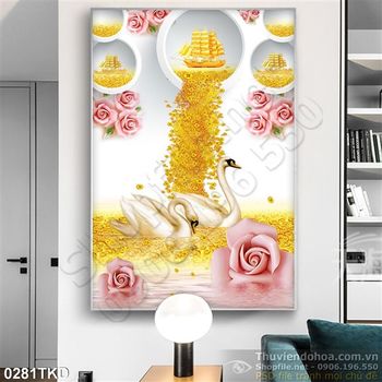 Tranh thiên nga trang trí tết