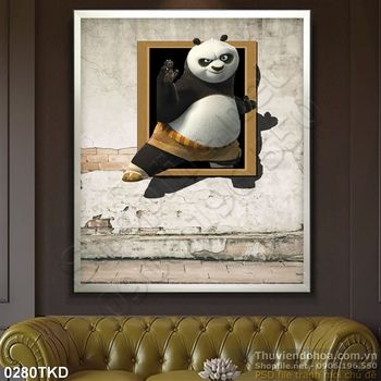 Tranh gấu panda dán tường phòng ngủ cho bé