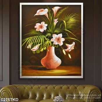 Tranh sơn dầu bình hoa nghệ thuật