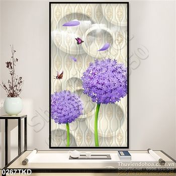 Tranh 3D hoa hành trang trí dán tường