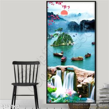 Tranh thác nước phong thủy trang trí phòng khách