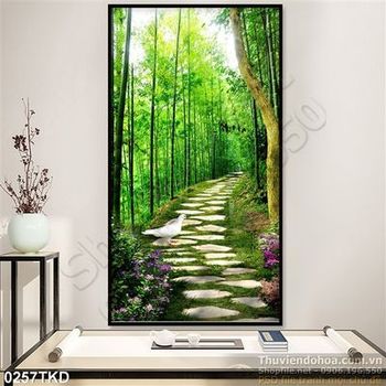 Tranh con đường tre trang trí đường khách