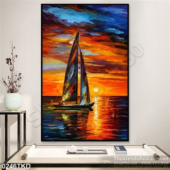 Tranh sơn dầu thuận buồm xuôi gió