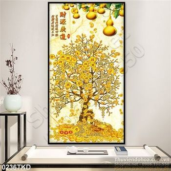 Tranh cây tiền vàng phong thủy