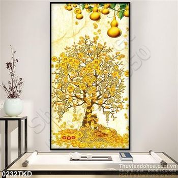 Tranh hoa kim tiền và quả bầu vàng