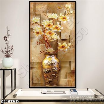 Tranh bình hoa cổ nghệ thuật trang trí phòng khách
