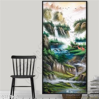 Tranh sơn dầu phong cảnh thác nước