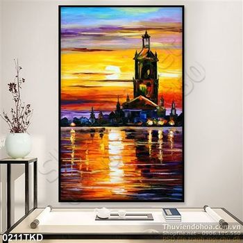 Tranh sơn dầu nhà thờ trên sông