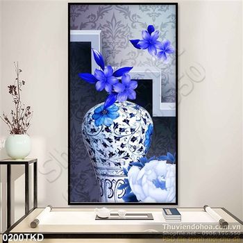 Tranh bình hoa cổ treo tường