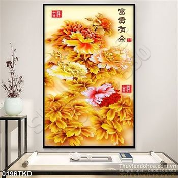Tranh hoa mẫu đơn kim tiền phong thủy