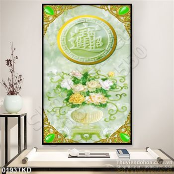 Tranh hoa mẫu đơn giả ngọc thư pháp