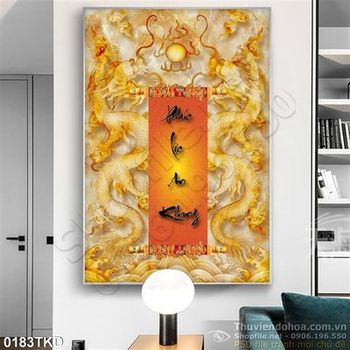 Tranh giả ngọc rồng tranh trí Tết