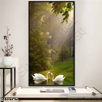 Tranh hồ thiên nga trong rừng