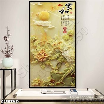 Tranh thư pháp giả ngọc hoa Cúc nghệ thuật