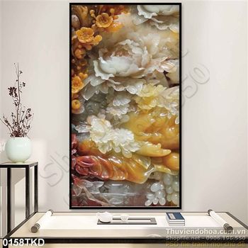 Tranh giả ngọc hoa mẫu đơn phong thủy