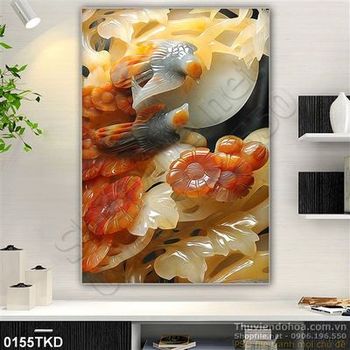 Tranh hoa chim én và hoa Mai