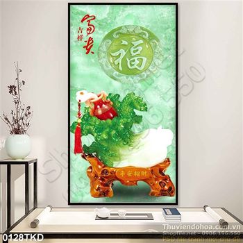 Tranh giả ngọc bông cải thư pháp