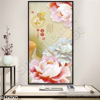 Tranh thư pháp giả ngọc và hoa Sen