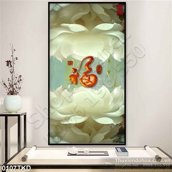 Tranh hoa Sen giả ngọc phong thủy