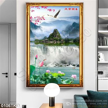 Tranh thư pháp phong cảnh hữu tình