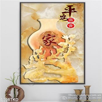 Tranh bình hoa Mai giả ngọc treo tường phòng khách