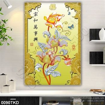 Tranh giả ngọc hoa Sen thư pháp treo tường